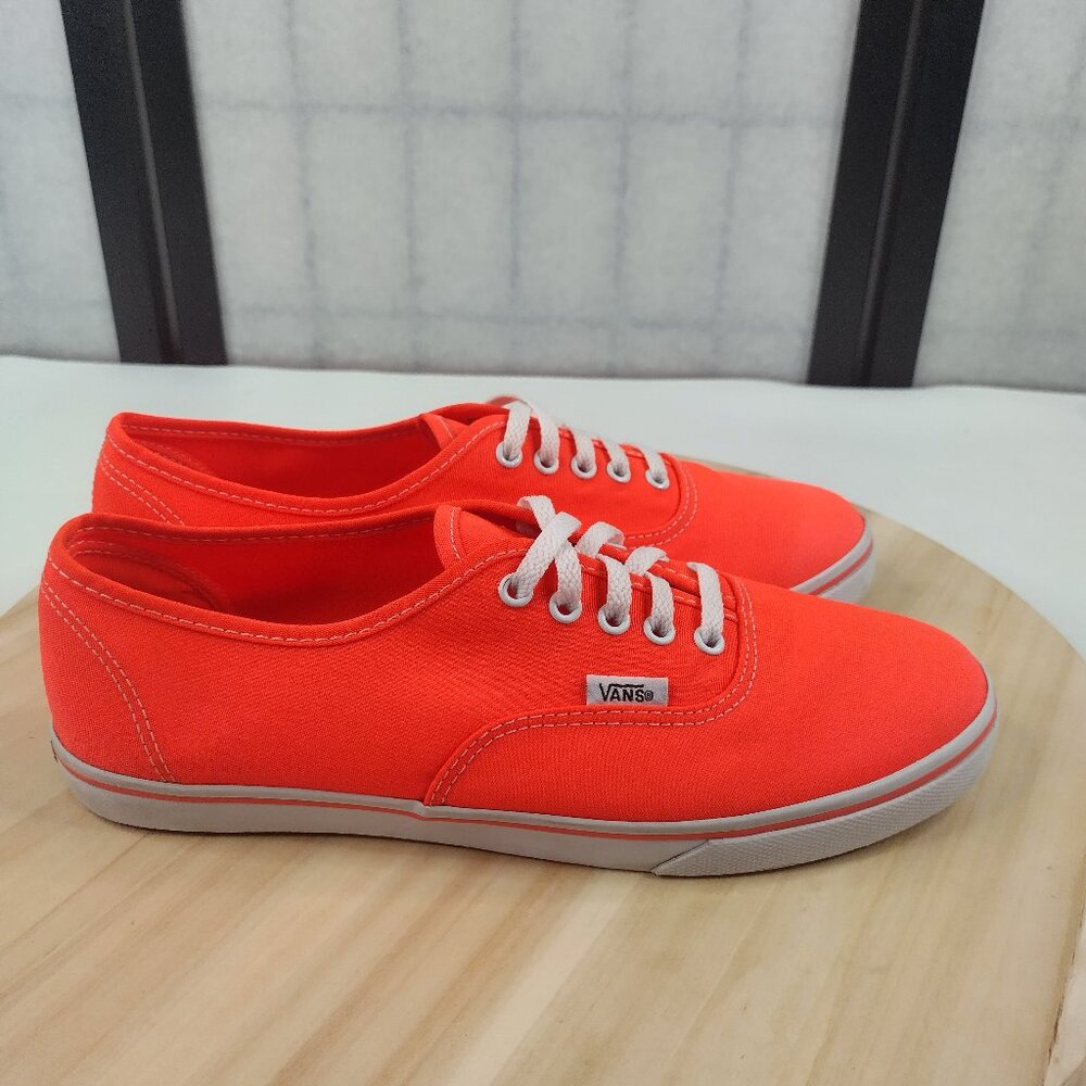 Vans Authentic Lo Pro Bright Neon Coral Sneakers Unisex US W/9  M/7.5